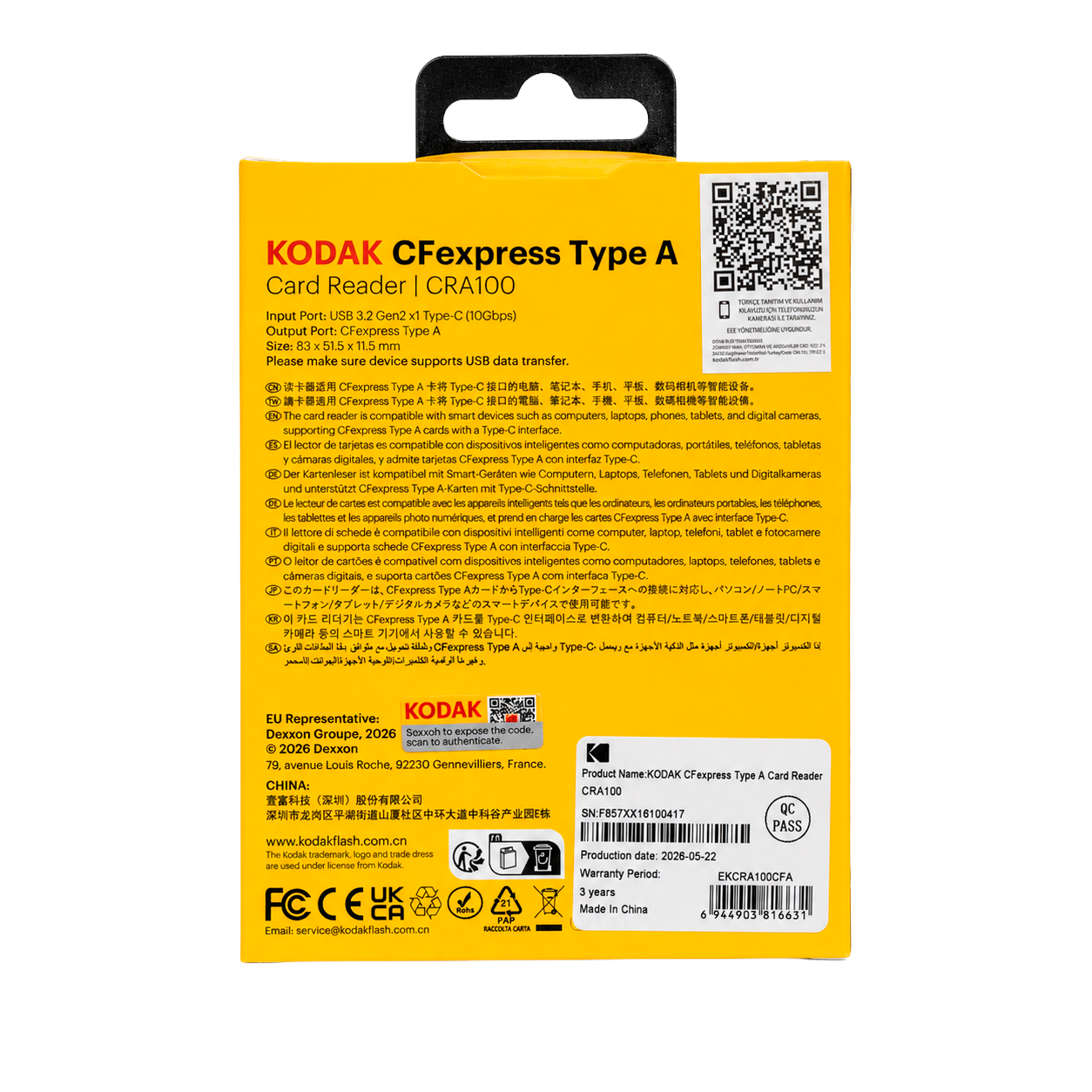 Kodak CF Express Type A Kart Okuyucu (10Gbps) CRA100