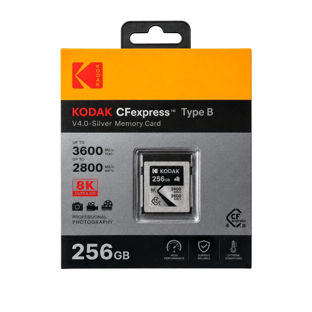 Kodak 256GB CF Express Type B 4.0 Hafıza Kartı (3600MB/s - 2800MB/s)