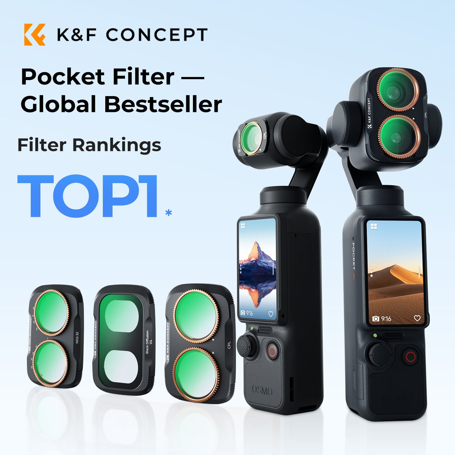 K&F Concept Dji Osmo Pocket 4P İçin Işık Kirliliği Önleyici Filtre (Anti-Light Pollution) (Plastik)