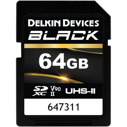 Delkin Black 64GB SD UHS-II  U3 V90 Box Pkg Hafıza Kartı