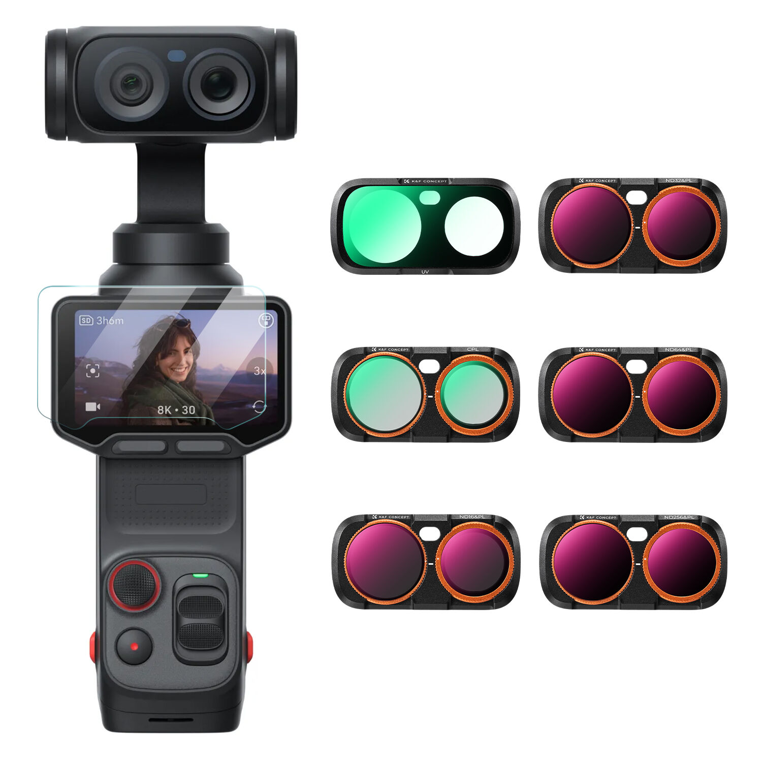 K&F Concept Insta360 Luna Ultra İçin 6 Parça Filtre Seti (UV + CPL + ND16/PL + ND32/PL + ND64/PL + ND256/PL)