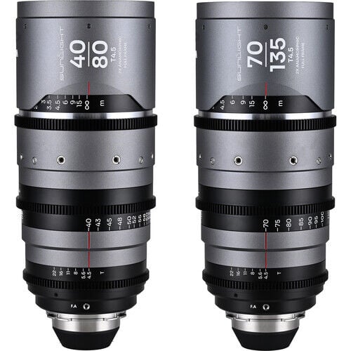 Laowa Sunlight 2X Anamorphic 2 Lens Bundle (40-80mm,70-135mm) Silver Arri Pl