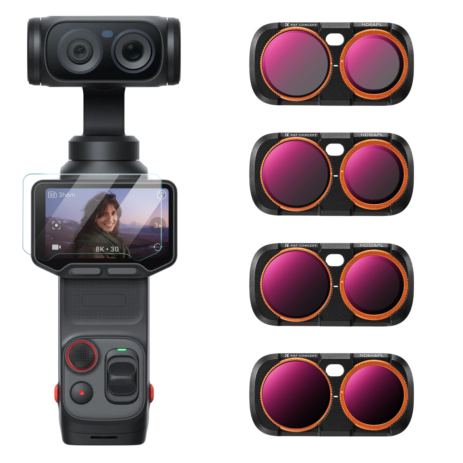 K&F Concept Insta360 Luna Ultra İçin 4 Parça ND/PL Filtre Seti (ND8/PL, ND16/PL, ND32/PL, ND64/PL)