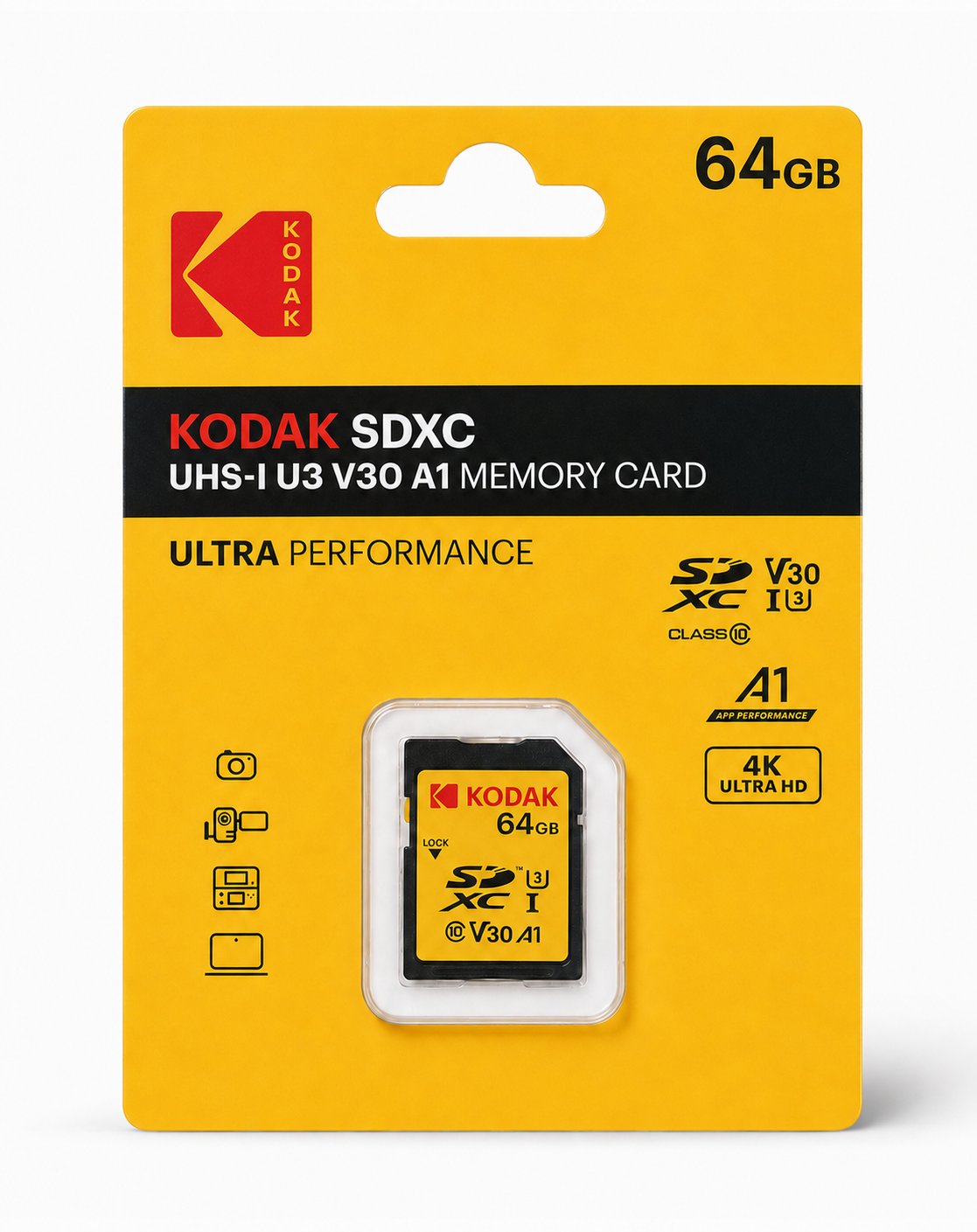 Kodak 64GB UHS-I U3 A2 V30Ultra SD Kart