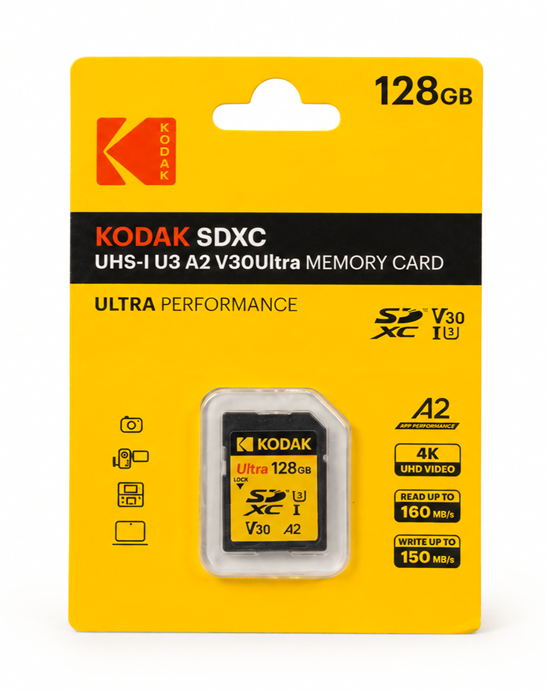 Kodak 128GB UHS-I U3 A2 V30Ultra SD Kart