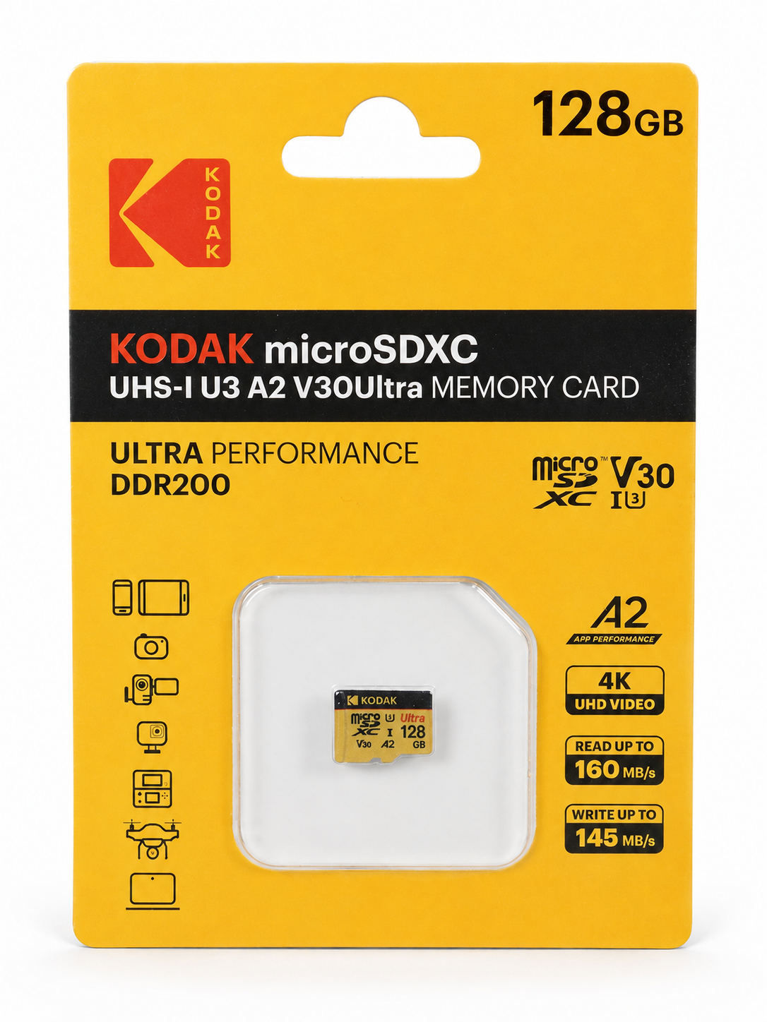 Kodak 128GB Micro SD UHS-I U3 V30 Ultra Hafıza Kartı