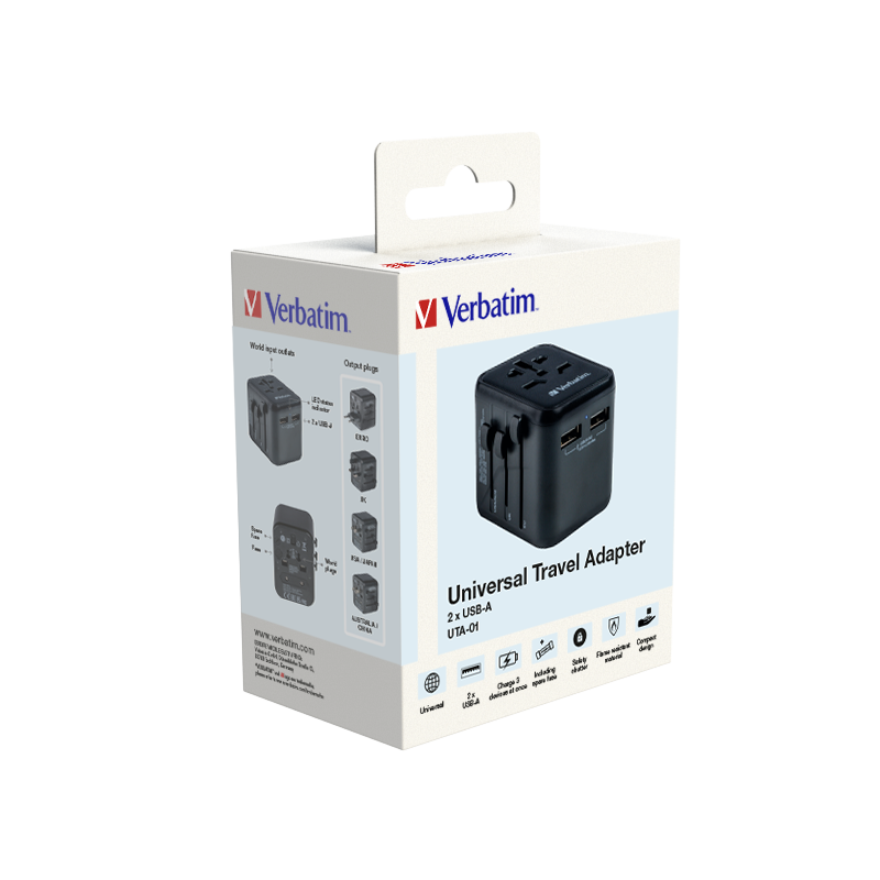 Verbatim Evrensel Seyahat Şarj Adaptörü UTS-01 2 x Usb-A Usb-(49543)