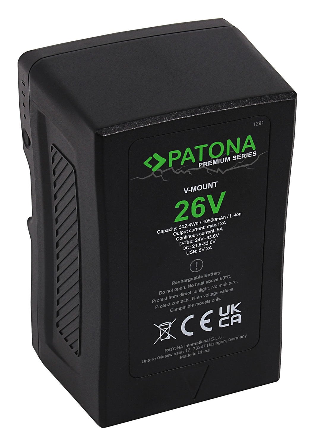 Patona 1291 Premium Battery V-Mount 26V 302Wh F. Led Lamps And Video Cameras