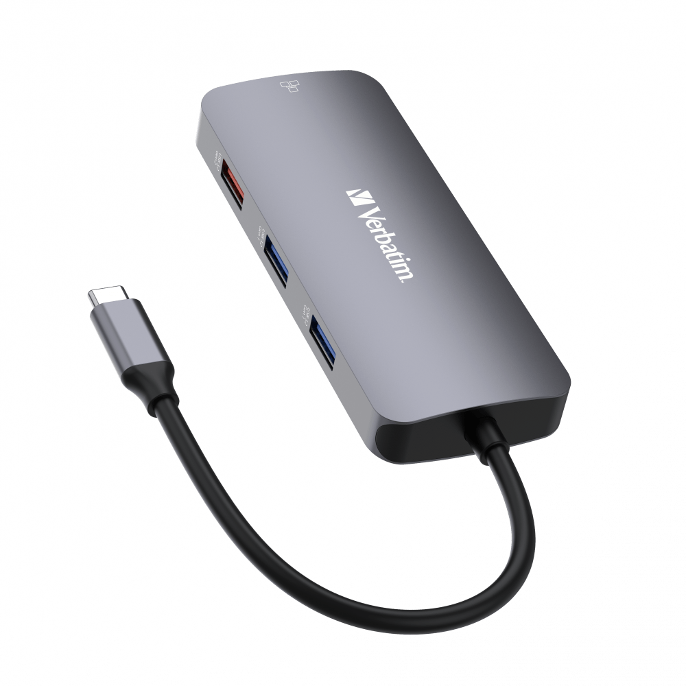 Verbatim 9 Port Usb C Bağlantılı Çoklayıcı Hub 1 x HDMI, 1 x RJ45, 2 x USB-C 3.2 Gen2, 1 x Usb-A 3.2 Gen2, 2 x USB-A 3.2 Gen1,