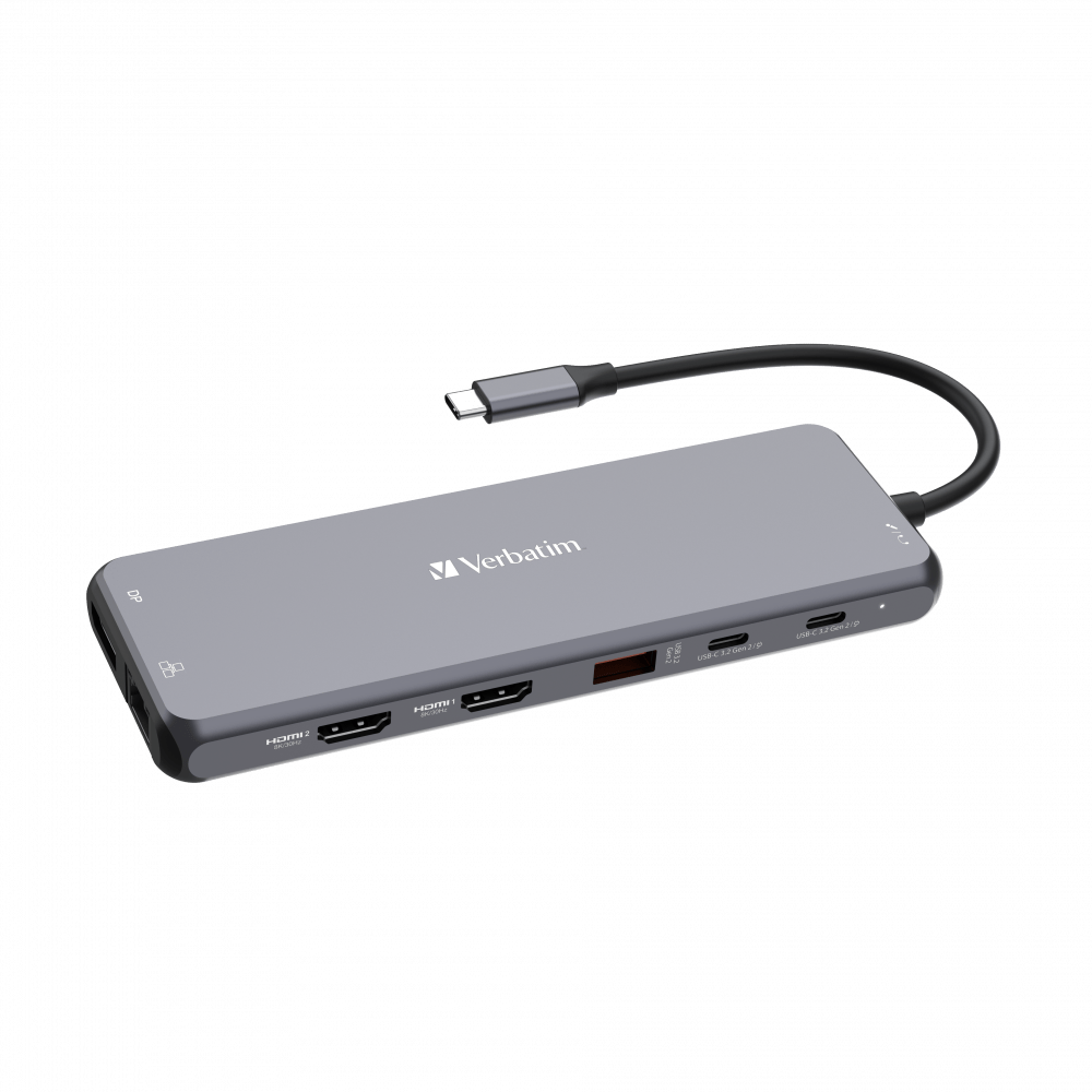 Verbatim 13 Port Usb C Bağlantılı Çoklayıcı Hub 2 x HDMI, 1 x Dis-Port, 1 x RJ45, 3 x Usb-A 3.2 Gen 1, 1 x Usb-A 3.2 Gen 2, 2 x