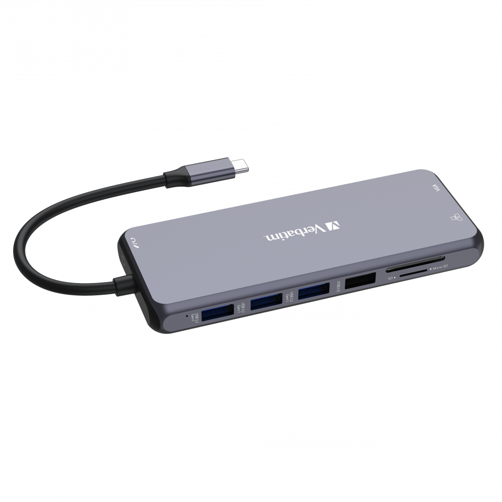 Verbatim 14 Port Usb C Bağlantılı Çoklayıcı Hub 2 x HDMI, 1 x VGA, 1 x RJ45, 3 x Usb-A 3.2 Gen1, 1 x Usb-C 3.2 Gen1, 2 x Usb-A