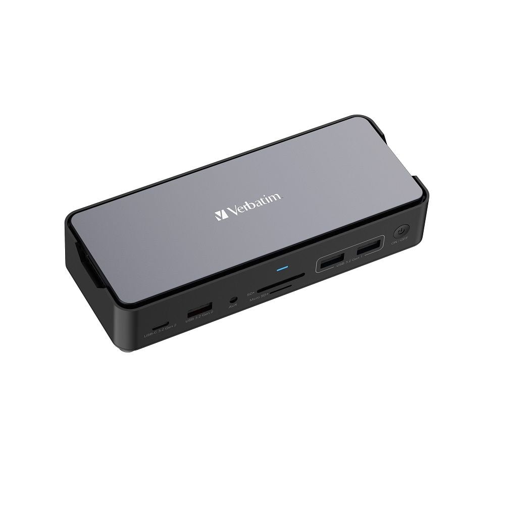 Verbatim 15 Port USB-C Bağlantılı Çoklayıcı SSD Yuvalı Dock  1 x 8K HDMI, 2 x 4K HDMI, 2 x Dis-Port, 1 x RJ45, 1 x Usb-A 3.2 Ge